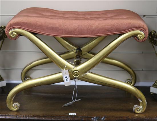 A gilt frame stool, W.64cm